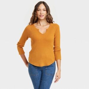 Knox Rose Mustard Long Sleeve Thermal Top